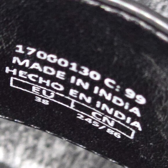 NEW MANGO MNG ( 7.5 ) Black Bovine Leather Wood Square Toe Asymmetric - Picture 8 of 9